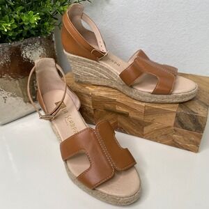 La Scarpa Paris Espadrille Wedge Sandals Ankle Strap Open Toe Tan Leather EU 37‎